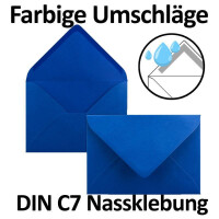 50x kleine Umschläge in Royalblau DIN C7 8,1 x 11,4 cm mit Spitzklappe und Nassklebung in 110 g/m² - kleiner blanko Mini-Umschlag