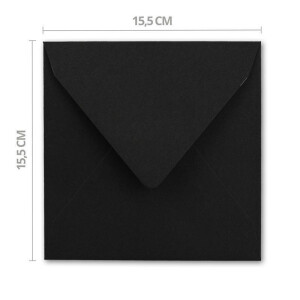 75 quadratische Brief-Umschläge - 15,5 x 15,5 cm, Schwarz - (Schwarz) - mit Gold-Papier gefüttert - Nassklebung - FarbenFroh by GUSTAV NEUSER