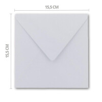 150 quadratische Brief-Umschläge - 15,5 x 15,5 cm, Hoch-Weiß (Weiß) - mit Gold-Papier gefüttert - Nassklebung - FarbenFroh by GUSTAV NEUSER