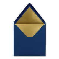 10 quadratische Brief-Umschläge - 15,5 x 15,5 cm, Dunkelblau (Blau) - mit Gold-Papier gefüttert - Nassklebung - FarbenFroh by GUSTAV NEUSER