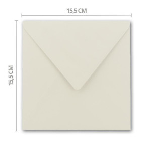 50 quadratische Brief-Umschläge - 15,5 x 15,5 cm, Naturweiß  (Weiß) - mit Gold-Papier gefüttert - Nassklebung - FarbenFroh by GUSTAV NEUSER