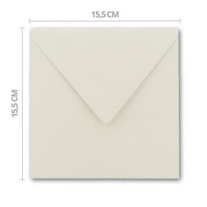 200 quadratische Brief-Umschläge - 15,5 x 15,5 cm, Naturweiß  (Weiß) - mit Gold-Papier gefüttert - Nassklebung - FarbenFroh by GUSTAV NEUSER