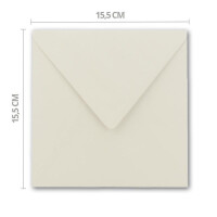 200 quadratische Brief-Umschläge - 15,5 x 15,5 cm, Naturweiß  (Weiß) - mit Gold-Papier gefüttert - Nassklebung - FarbenFroh by GUSTAV NEUSER