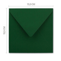 25 quadratische Brief-Umschläge - 15,5 x 15,5 cm, Dunkelgrün (Grün) - mit Gold-Papier gefüttert - Nassklebung - FarbenFroh by GUSTAV NEUSER
