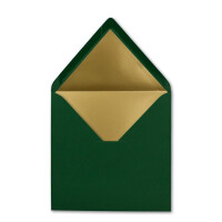 150 quadratische Brief-Umschläge - 15,5 x 15,5 cm, Dunkelgrün (Grün) - mit Gold-Papier gefüttert - Nassklebung - FarbenFroh by GUSTAV NEUSER