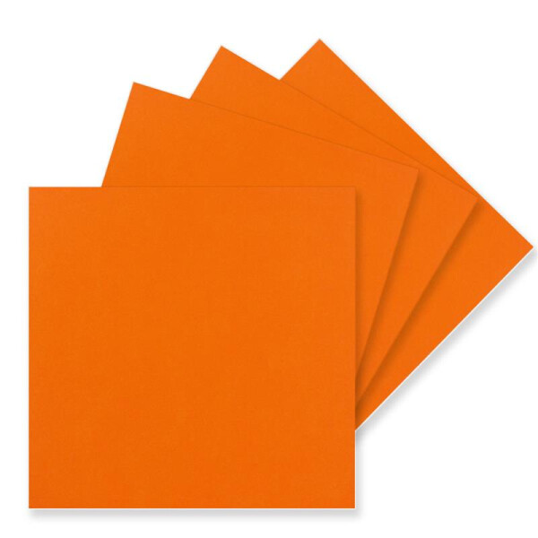 50 Einzel-Karten Quadratisch - 15 x 15 cm in Orange - 240 g/m² - blanko Bastel-Karten, Postkarten, Bastelkarton in Ton-Papier Qualität