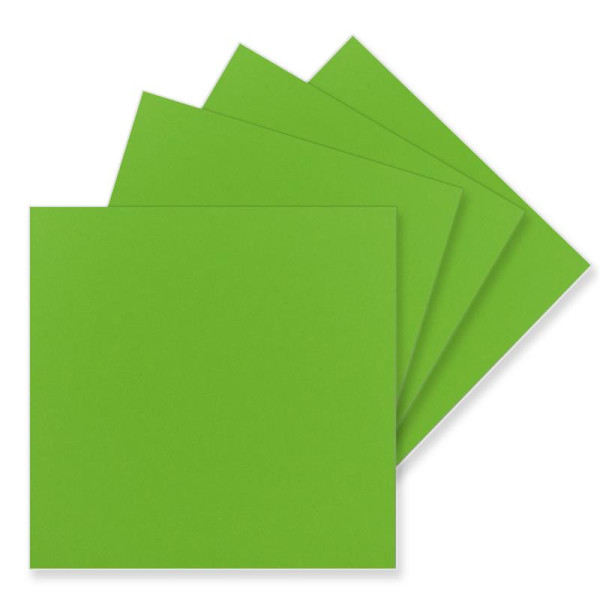 50 Einzel-Karten Quadratisch - 15 x 15 cm in Hellgrün (Grün) - 240 g/m² - blanko Bastel-Karten, Postkarten, Bastelkarton in Ton-Papier Qualität