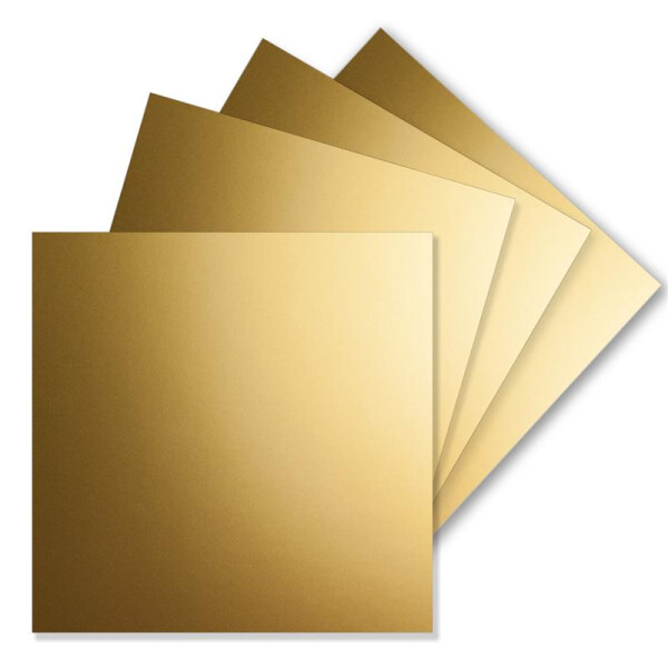50 Einzel-Karten Quadratisch - 15 x 15 cm in Gold Metallic - 240 g/m² - blanko Bastel-Karten, Postkarten, Bastelkarton in Ton-Papier Qualität