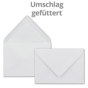 50 Sets - großes Kartenpaket, Hochweiß (Weiß), matt, mit 50 Faltkarten, passenden weißen Einlegeblättern & 50 gefütterten Umschlägen - DIN B6, 12 x 17 cm - 120 x 170 mm