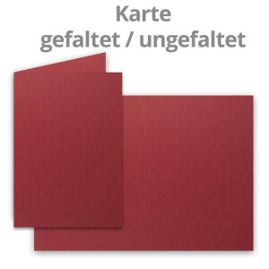 100 Sets - großes Kartenpaket, Dunkelrot (Rot), matt, mit 100 Faltkarten, passenden weißen Einlegeblättern & 100 gefütterten Umschlägen - DIN B6, 12 x 17 cm - 120 x 170 mm