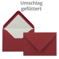 200 Sets - großes Kartenpaket, Dunkelrot (Rot), matt, mit 200 Faltkarten, passenden weißen Einlegeblättern & 200 gefütterten Umschlägen - DIN B6, 12 x 17 cm - 120 x 170 mm
