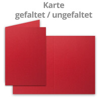 100 Sets - großes Kartenpaket, Rosenrot (Rot), matt, mit 100 Faltkarten, passenden weißen Einlegeblättern & 100 gefütterten Umschlägen - DIN B6, 12 x 17 cm - 120 x 170 mm