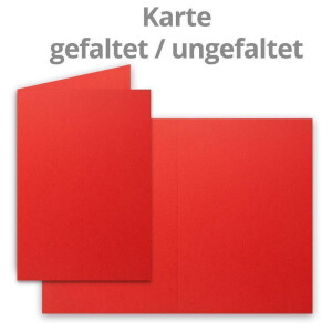 50 Sets - großes Kartenpaket, Rot, matt, mit 50 Faltkarten, passenden weißen Einlegeblättern & 50 gefütterten Umschlägen - DIN B6, 12 x 17 cm - 120 x 170 mm