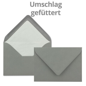 50 Sets - großes Kartenpaket, Graphit (Grau), matt, mit 50 Faltkarten, passenden weißen Einlegeblättern & 50 gefütterten Umschlägen - DIN B6, 12 x 17 cm - 120 x 170 mm