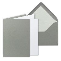 50 Sets - großes Kartenpaket, Graphit (Grau), matt, mit 50 Faltkarten, passenden weißen Einlegeblättern & 50 gefütterten Umschlägen - DIN B6, 12 x 17 cm - 120 x 170 mm