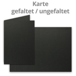 200 Sets - großes Kartenpaket, Schwarz (Schwarz), matt, mit 200 Faltkarten, passenden weißen Einlegeblättern & 200 gefütterten Umschlägen - DIN B6, 12 x 17 cm - 120 x 170 mm