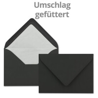 200 Sets - großes Kartenpaket, Schwarz (Schwarz), matt, mit 200 Faltkarten, passenden weißen Einlegeblättern & 200 gefütterten Umschlägen - DIN B6, 12 x 17 cm - 120 x 170 mm