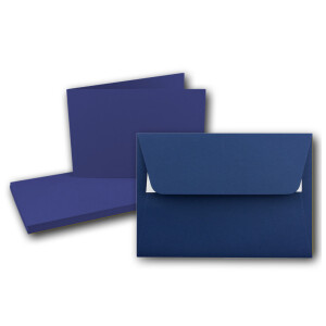 25x DIN A6 Faltkarten SET- Dunkelblau - Doppelkarten querdoppelt inkl. Umschlag mit Haftklebung - 10,5 x 14,8 cm - DIN A6 / C6