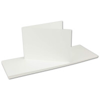 25x DIN A6 Faltkarten SET- Naturweiß - Doppelkarten querdoppelt inkl. Umschlag mit Haftklebung - 10,5 x 14,8 cm - DIN A6 / C6