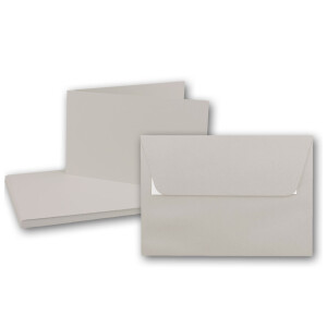 50x DIN A6 Faltkarten SET- Hellgrau - Doppelkarten querdoppelt inkl. Umschlag mit Haftklebung - 10,5 x 14,8 cm - DIN A6 / C6