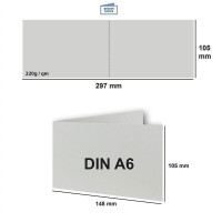 50x DIN A6 Faltkarten SET- Hellgrau - Doppelkarten querdoppelt inkl. Umschlag mit Haftklebung - 10,5 x 14,8 cm - DIN A6 / C6
