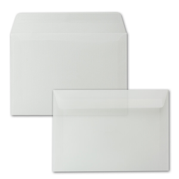 50x Briefumschläge DIN C5 - 162 x 229 mm - transparent-Weiß - Haftklebung - Premium Qualität - 92 g/m² - 16,2 x 22,9 cm - durchsichtige Kuverts - GUSTAV NEUSER