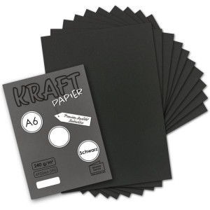 500x Kraftpapier schwarz Bastel- Bogen A6 - 105 x 148mm - Bastelpapier, Tonpapier, Buntpapier, Fotokarton, Postkarten aus Natur-Karton - 225 g/m²