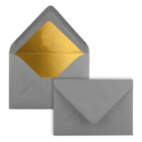 25x kleine Mini-Umschläge in Graphit-Grau mit Goldfutter - DIN C7 - 8,1 x 11,4 cm - Nassklebung - 120g/m² - kleine Briefumschläge für Gutscheine, Geldgeschenke