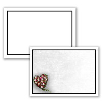 300 x Set Trauereinzelkarten DIN A6 + Trauerumschläge DIN C6 - Motiv schwarzer Trauer-Rahmen mit Blumenherz - 10,5 x 14,8 cm - bedruckbar - Kondolenz Set für Danksagung Trauer