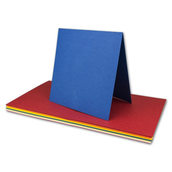 200x farbig gemischte Faltkarten - quadratisch - 15 x 15 cm - Farben-Mix - Verschiedene Ausführungen -  GUSTAV NEUSER - Farbenfroh