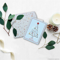 Weihnachtskarten - 40er Set mit Umschlägen- DIN A6/C6 - Klappkarten für Weihnachtsgrüße - 40 Stück - Frohe Weihnachten