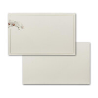 25 Stück - Trauerkarte (Einzelkarte) Motiv Orchidee, DIN B6+, 115 x 185 mm ohne Falz, Farbe Edel-Weiß, Kondolenzkarte