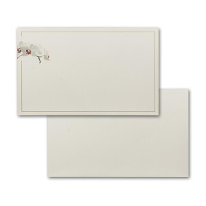 200 Stück - Trauerkarte (Einzelkarte) Motiv Orchidee, DIN B6+, 115 x 185 mm ohne Falz, Farbe Edel-Weiß, Kondolenzkarte