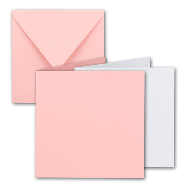 25x Quadratisches Faltkarten-Set inkl. Briefumschläge und extra viele Einlegeblätter - 15 x 15 cm - Rosa - FarbenFroh by GUSTAV NEUSER