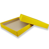 150 Geschenkschachtel Quadratisch - Gelb mit Deckel - Innen-Maße: 24x24x4 cm - Geschenkbox,Aufbewahrungsbox,Fotobox,Archivschachtel,Dokumentenbox