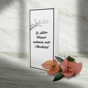 75x Danksagungskarten Trauer DIN LANG - Doppelkarten aufklappbar - Trauerkarten mit schwarzem Trauerrahmen - würdevolle Dankeskarte