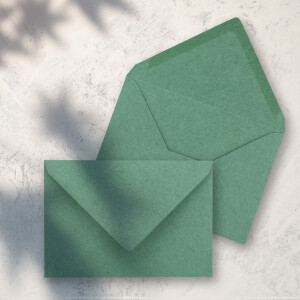 75x Kraftpapier Umschläge DIN C6 Eukalyptus-Grün - 11,4 x 16,2 cm ohne Fenster - Vintage Briefumschläge mit Nassklebung Spitzklappe - NEUSER PAPIER