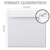 Briefumschläge Quadratisch 220 x 220 mm  -  Weiß 