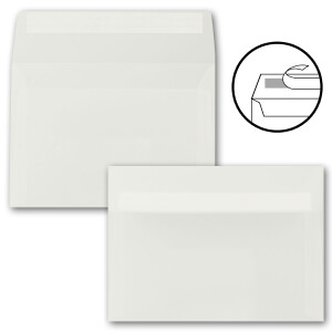 25x Briefumschläge DIN B6 - 125 x 176 mm - Transparent-Weiß - Durchsichtige Umschläge - EXTRA QUALITÄT - 92 g/m² - milchig transparent - Haftklebung