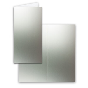 25x Falt-Karten DIN Lang - Silber (Metallic) - 10,5 x 21 cm - Blanko - Doppel-Karten - Klapp-Karten - 250 g/m²