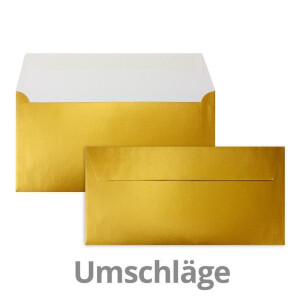 100x Faltkarten-Set mit Briefumschlägen DIN Lang in Gold (Metallic) - 21 x 10,5 cm - Blank Klappkarten und Umschläge für Einladungen und Grüße zu Geburtstag und Hochzeit