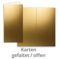 100x Faltkarten-Set mit Briefumschlägen DIN Lang in Gold (Metallic) - 21 x 10,5 cm - Blank Klappkarten und Umschläge für Einladungen und Grüße zu Geburtstag und Hochzeit