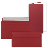25x Faltkarten SET mit Brief-Umschlägen und Einlege-Blätter - Dunkelrot (Rot) - DIN Lang - 10,5 x 21 cm - FarbenFroh by GUSTAV NEUSER®