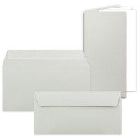 25x Faltkarten SET mit Brief-Umschlägen und Einlege-Blätter - Hellgrau (Grau) - DIN Lang - 10,5 x 21 cm - FarbenFroh by GUSTAV NEUSER