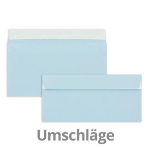 300x Faltkarten SET mit Brief-Umschlägen und Einlege-Blätter - Hellblau (Blau) - DIN Lang - 10,5 x 21 cm - FarbenFroh by GUSTAV NEUSER