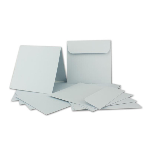 ARTOZ FLORETTA 100x quadratische Faltkarten-Set mit Umschlägen - light blue - 15,5 x 15,5 cm - 200 g/m² - pastellfarbenes Papier