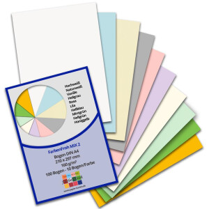 100 DIN A4 Papier-bögen Farbmix 2 - Planobogen - 10 Farben - 160 g/m² - 21 x 29,7 cm - Bastelbogen Ton-Papier Fotokarton Bastel-Papier Ton-Karton - FarbenFroh