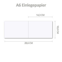 150x faltbares Einlege-Papier für A6 Faltkarten - Querdoppelt - hochweiß - 100 x 286 mm (100 x 143 mm gefaltet)) -  hochwertig mattes Papier von GUSTAV NEUSER
