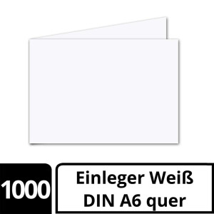 1000x faltbares Einlege-Papier für A6 Faltkarten - Querdoppelt - hochweiß - 100 x 286 mm (100 x 143 mm gefaltet)) -  hochwertig mattes Papier von GUSTAV NEUSER
