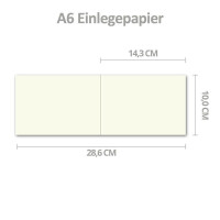 1000x faltbares Einlege-Papier für A6 Faltkarten - Querdoppelt - cremefarben - 100 x 286 mm (100 x 143 mm gefaltet)) -  hochwertig mattes Papier von GUSTAV NEUSER